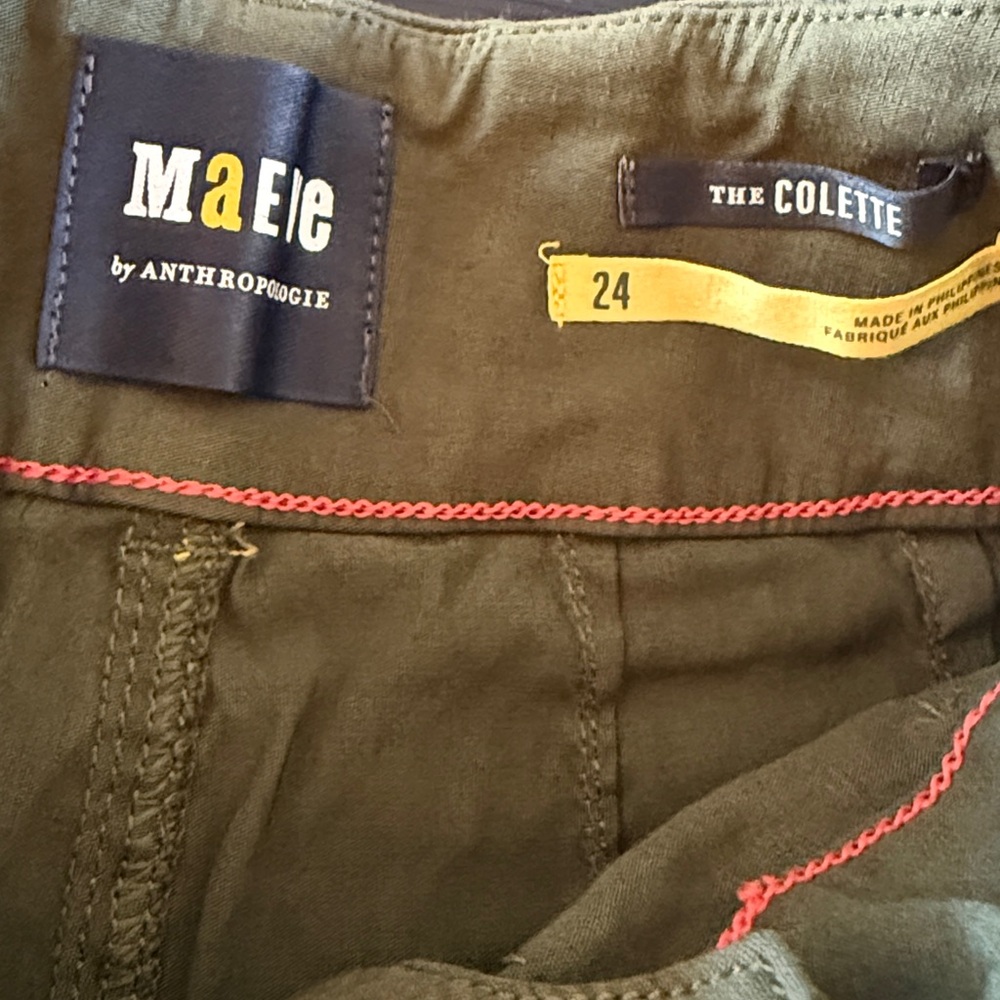 Anthropologie Maeve Colette Crop Wide-Leg Pants Green color Womens size 24 - Picture 5 of 5